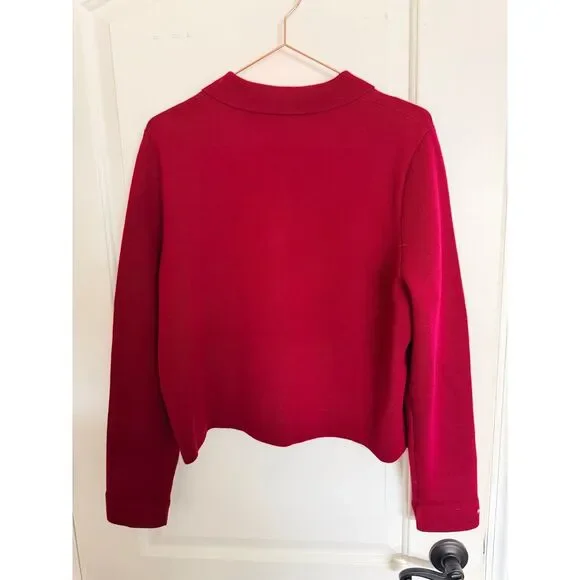 Sezane Betty Cardigan Womens Large Red Excellent 100% Merino Wool Button Front - Picture 6 of 6